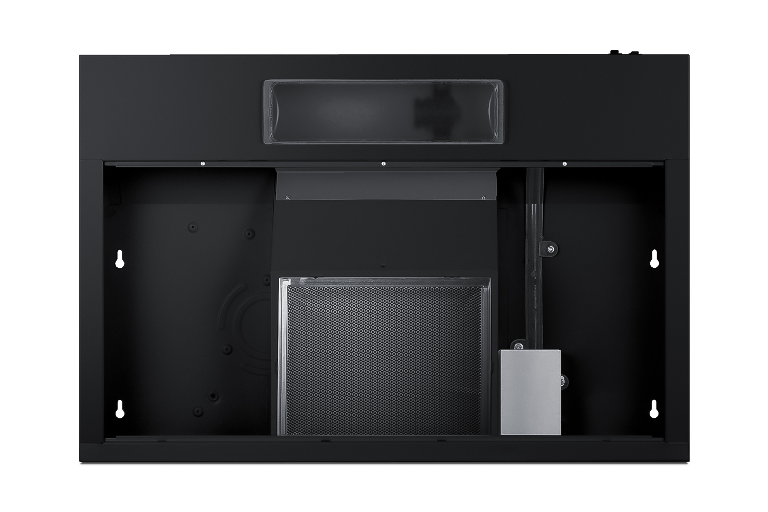 30 inch wide ADA compliant under cabinet convertible range hood for ducted or ductless use in black, made in North America with a remote wall switch